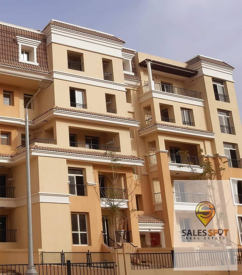 For sale in installments, ground apartment 130m with garden 174m nautical open view in Sarai Compound, next to Madinty New Cairo on Suez Road 5