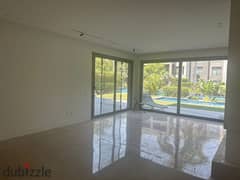 ground floor apartment 320m with garden and private swimming pool , first hand , semi furnished , landscape view