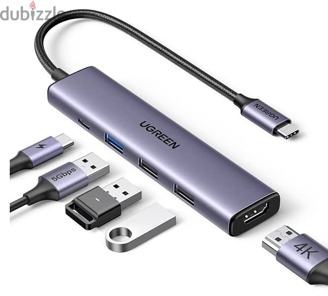 UGREEN Revodok 5-in-1 USB-C Hub with 4K HDMI, وصله يوجرين 5 في 1 0