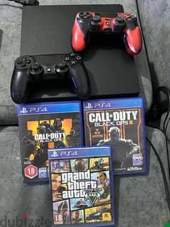 ps4 slim 500gb  with 2 DualShock + 3cd 0