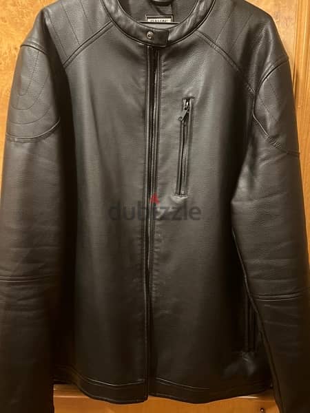 Black Ravin Leather Jacket - Size: XXL - جاكيت جلد اسود من رافين 1