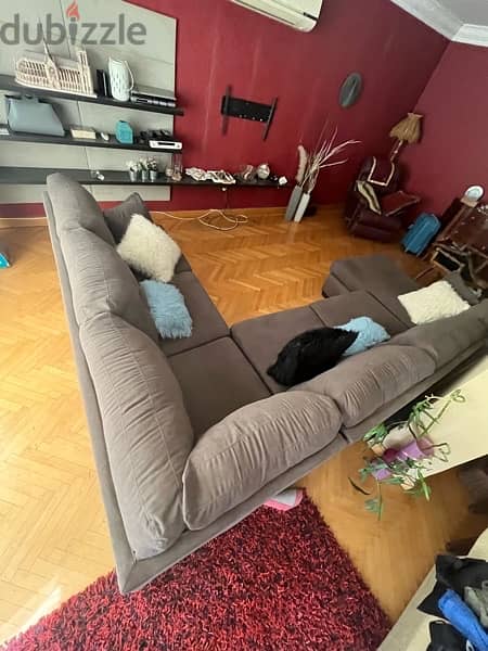 Hub Furniture grey U-shape couch كنبه يو من هب فرنتشر 4