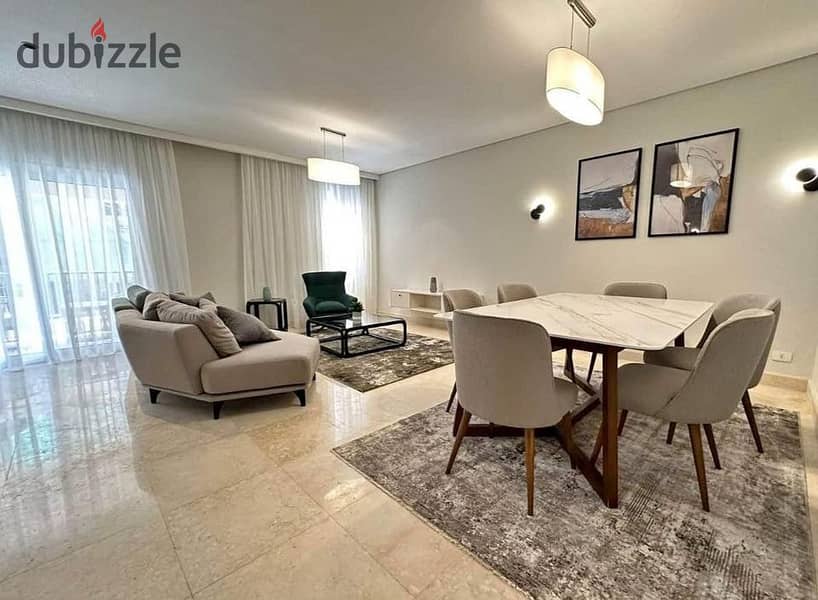 Distinctive view apartment for sale, fully finished, in front of Hyde Park and near the AUC in Fifth Settlement, with a 5% DP in The Crest Compound 13