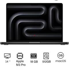 Macbook pro M3 pro chip new 18GB RAM hard 512 ssd