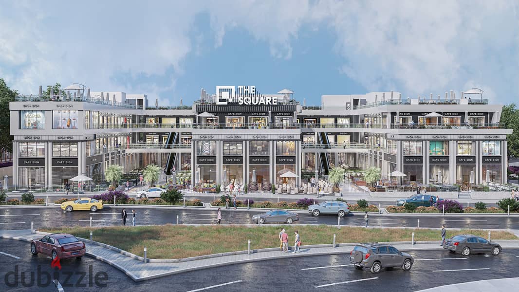 A shop for sale, ground floor with an outdoor area, suitable for a restaurant, cafe, or any activity, in the strongest mall in Shorouk, THE SQUAR, 11