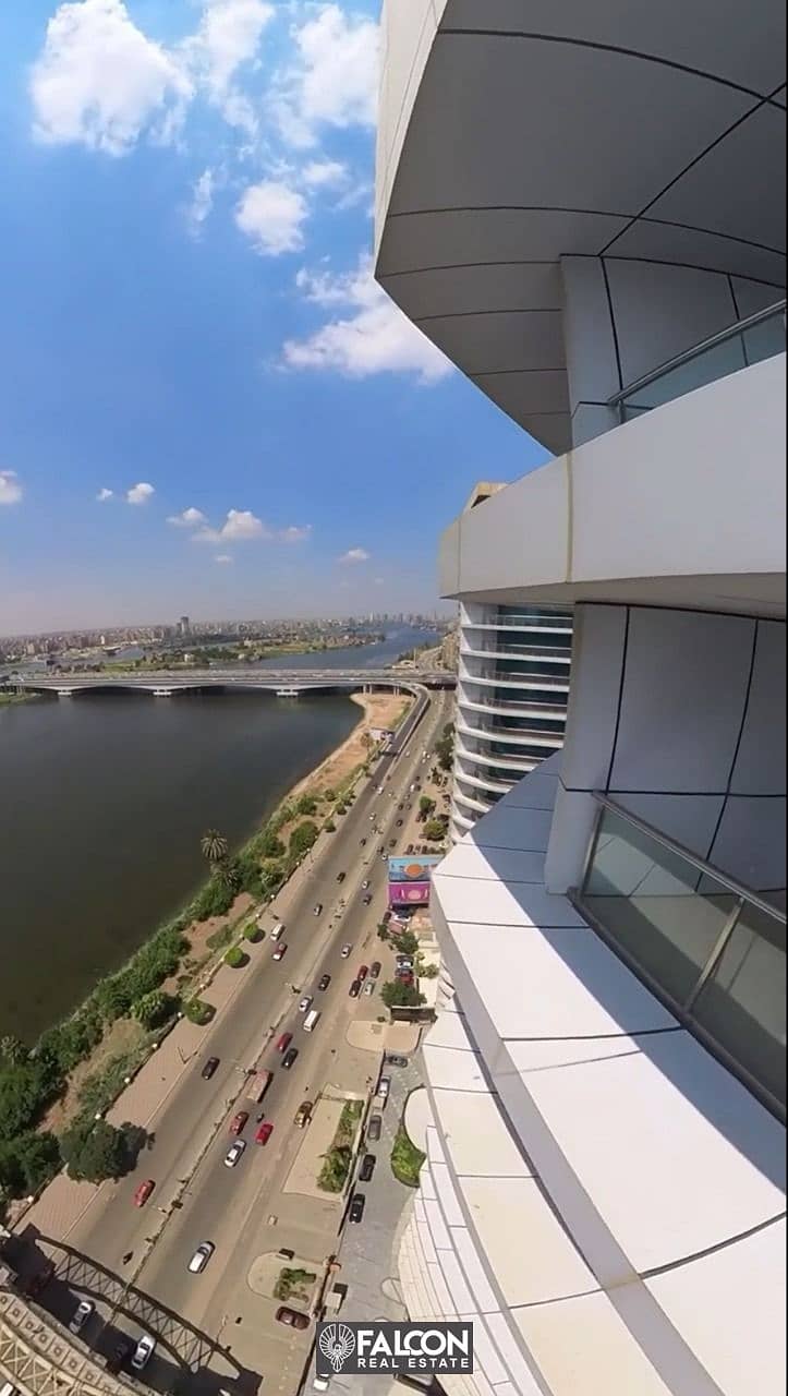 For sale, an apartment overlooking the Nile directly, immediate delivery, (finished with air conditioners + appliances + furniture), next to Al Salam 7