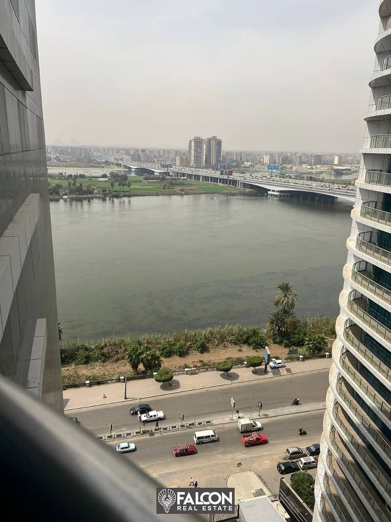 For sale, an apartment overlooking the Nile directly, immediate delivery, (finished with air conditioners + appliances + furniture), next to Al Salam 8