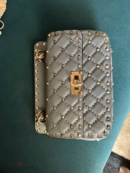 Valentino Light Blue Quilted Leather Small Rockstud Shoulder Bag 2