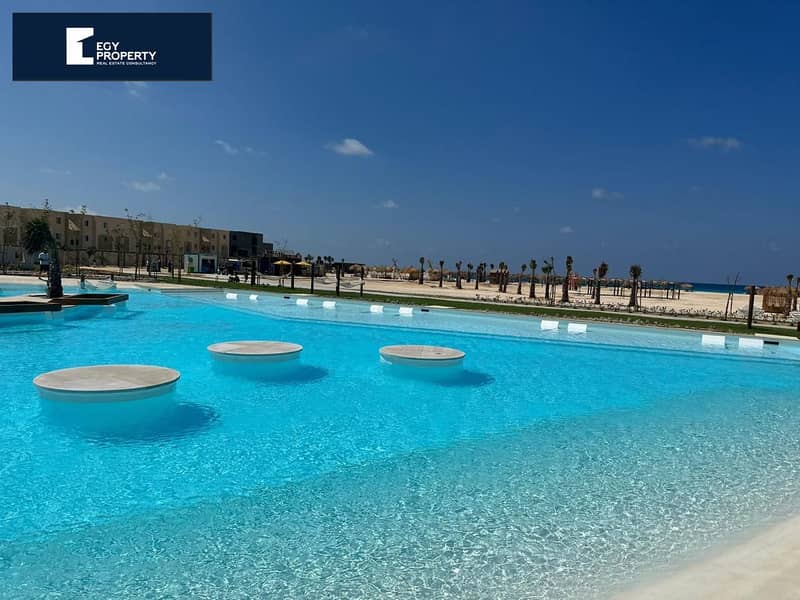 شاليه مطل على البحر واللاجون للبيع بمقدم وأقساط في سولت رأس الحكمة الساحل الشمالي Sea View and Lagoon View 1