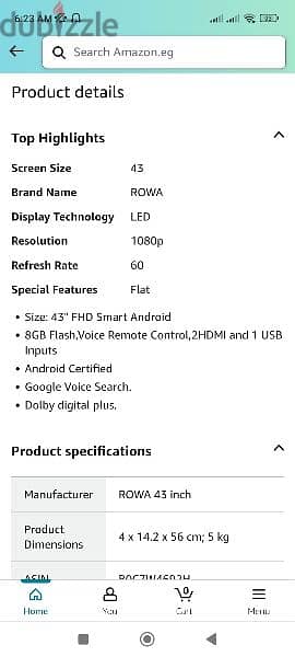 Rowa Android tv new 43" 4