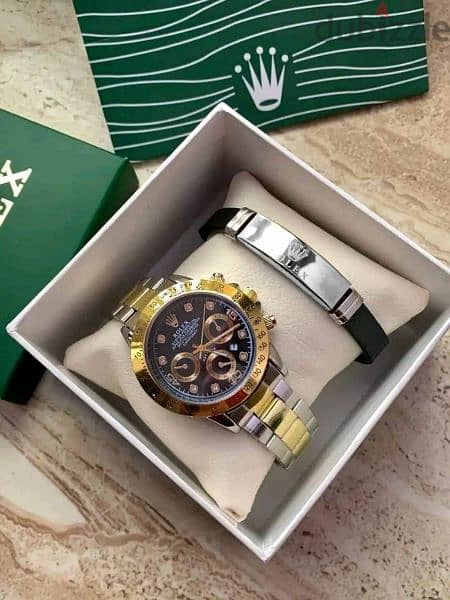 طقم ساعة Rolex ساعة تقيلة واستيك معدن وشيك ماتريل تقيل 1