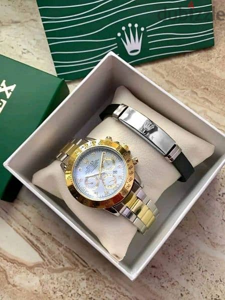 طقم ساعة Rolex ساعة تقيلة واستيك معدن وشيك ماتريل تقيل 2