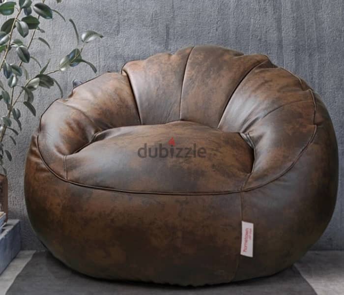 بين باج bean bag جلد بنى ممتازه و حجم كبير 1