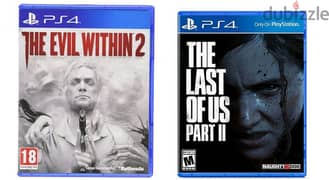 مطلوب لعبه  the last of us part 2 cd ps4 و the evil with in 2 بدل فقط