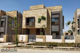 Villa for sale in a garden, in installments, on a very special view, on the landscape, directly in front of the airport, Cairo, in the Taj City compou