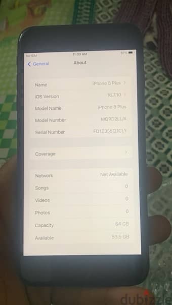 IPhone 8 Pluse ( 64 G / B 92%) ( وارد امريكا ) 8