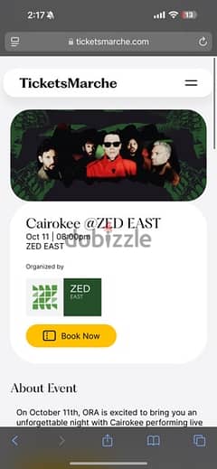 cairokee zed east 11th of october vip ticket