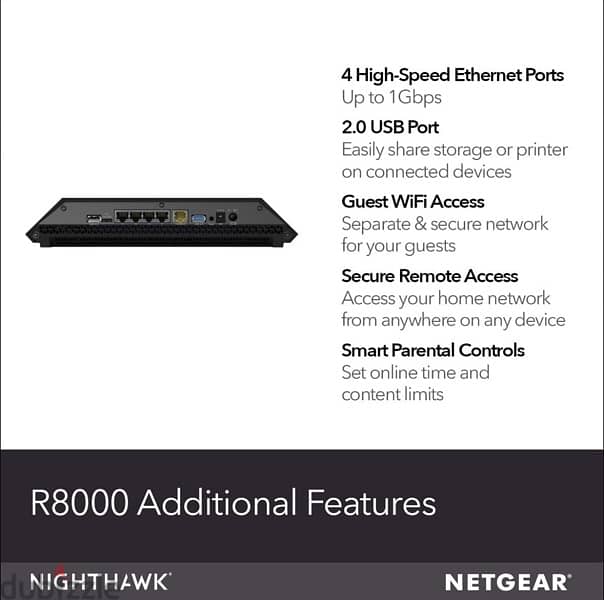 ‏netgear nighthawk x6 R8000 tri band technology mega speed router 3