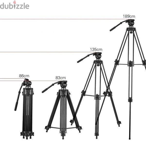 ترايبود فيديو إحترافي WF-717 وزنه 4,2ك ، أقصى إرتفاع 190 سم حمولة 8ك 4