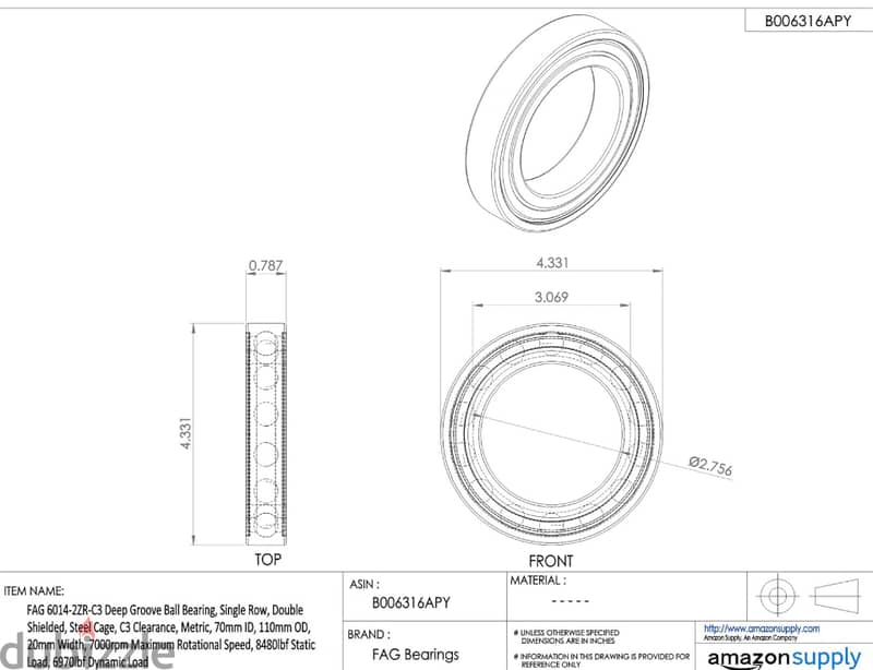 Fag 6014.2ZR BALL BEARING Germany 3