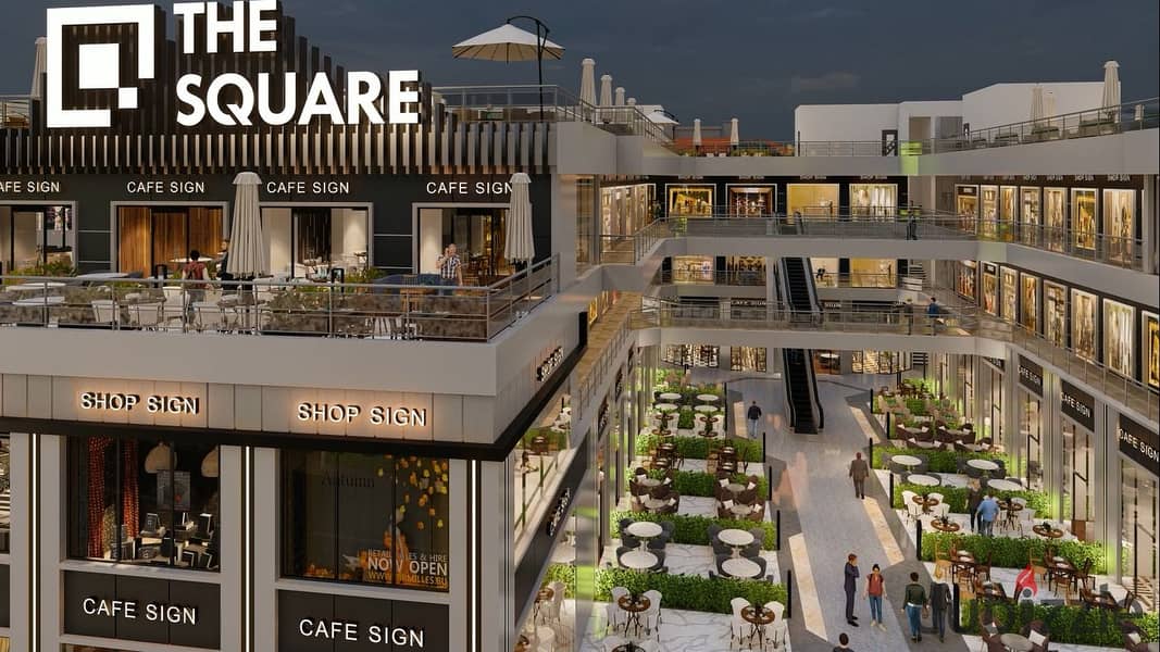 مكتب للبيع41 متر كامل التشطيب بقلب مدينه الشروق في THE SQUARE MALL علي محور الحريه بجوار كارفور بالتقسيط 12