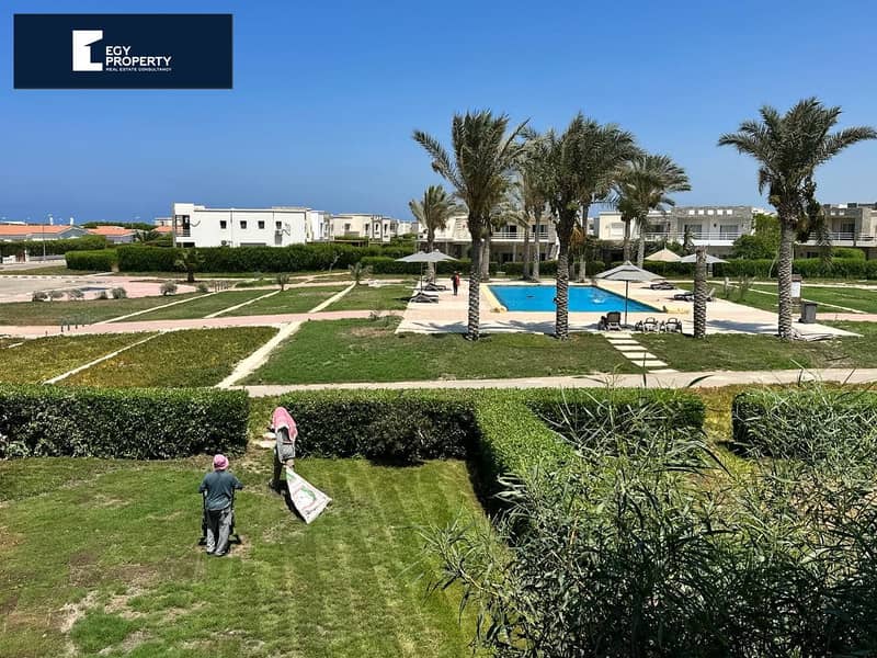 Ready to Move, Sea View, Fully Finished and Furnished Twin House with Prime Location Facing Greenery and Pool in Amwaj 1