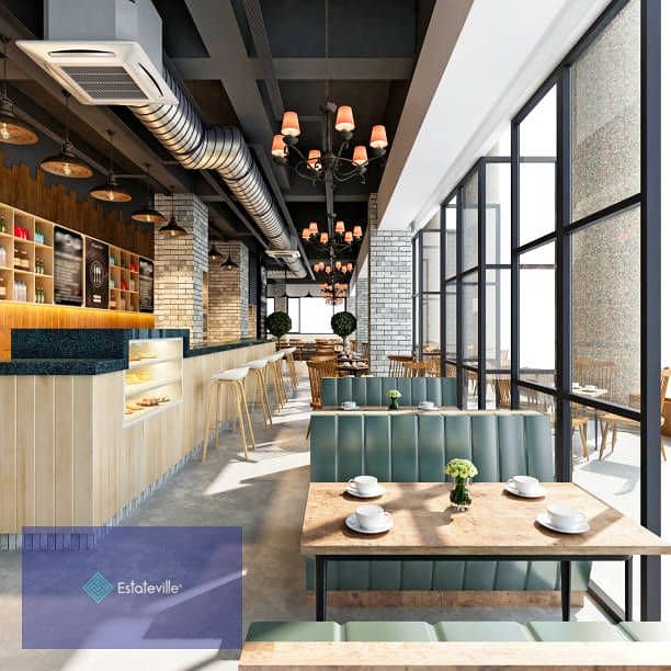 Cafe or restaurant, ground floor, 200 meters, with a down payment of 1,157,000 and payment over 8 years in Sheikh Zayed, directly on the 26th of July 7