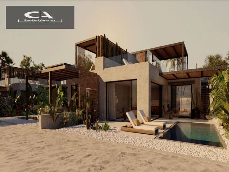 Chalet for sale, ground floor, garden, with 10% down payment, first row, on the Lagoon | In Ras Al-Hikma in Jefaira Fully finished | View on the sea * 1