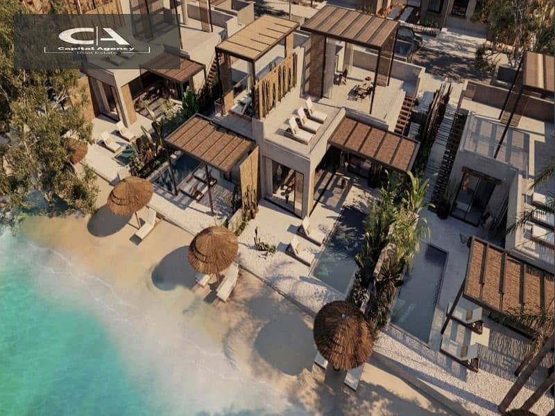 Chalet for sale, ground floor, garden, with 10% down payment, first row, on the Lagoon | In Ras Al-Hikma in Jefaira Fully finished | View on the sea * 19