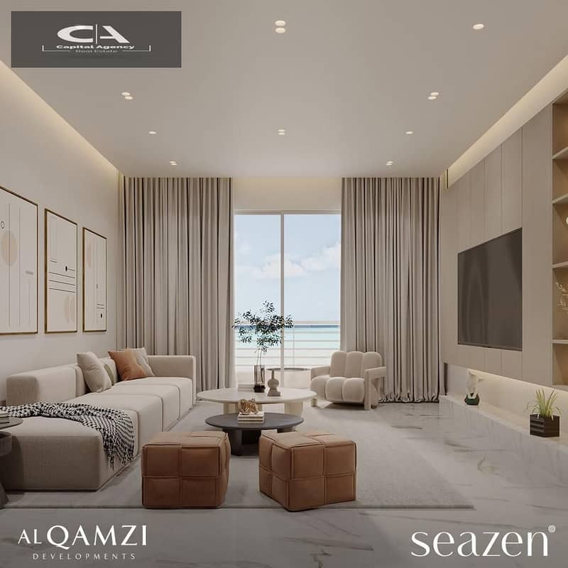 Own a chalet with a 24% discount on cash, fully finished, with kitchen and air conditioners_in the North Coast_Al Qamzi | Seazen 1