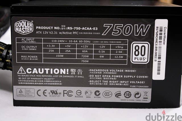 power supply cooler master 750w+ 80 1