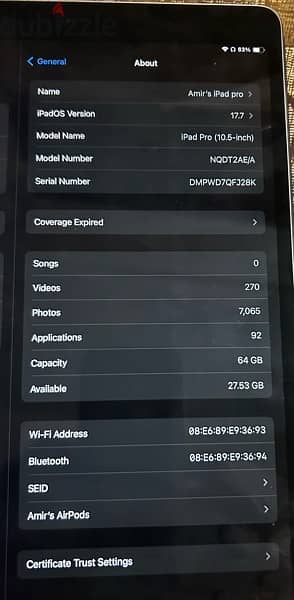 iPad Pro 10.5 inch Wifi Model A1701 3