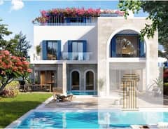 Twin house, delivery in 8 months, first row sea view, fully finished, for sale in Ras El Hekma, private swimming pool, installments over 9 years, 5%DP