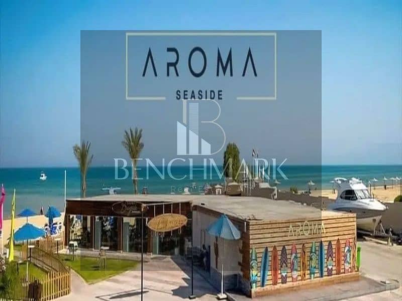 Penthouse chalet for sale 145m in Aroma Village, Ain Sokhna, finished with air conditioners and gas, double sea view, 5-year installments next to Azha 23