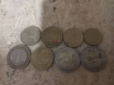 some old coins, contain some euros