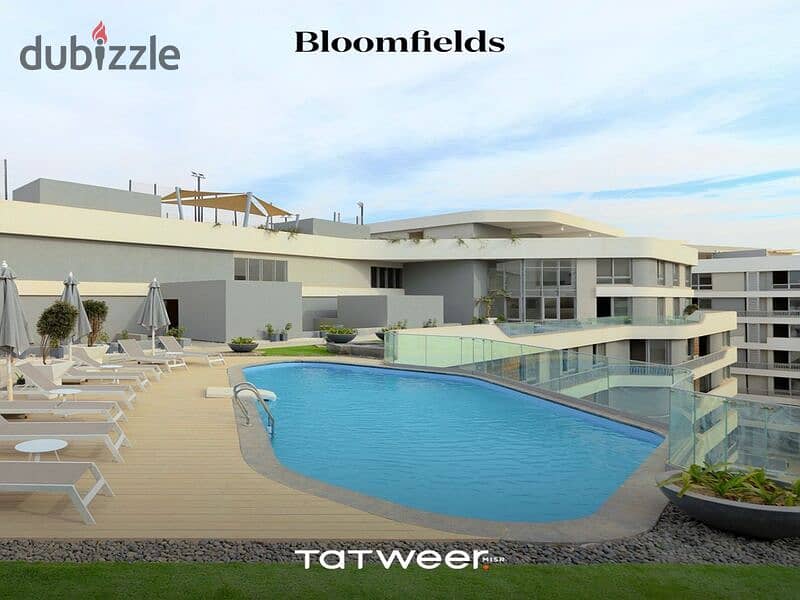 Apartment 3BR's  Finished, delivery 1 year, less than its price by 1.3 million, installments 10 years in Bloomfields  شقة للبيع في بلوم فيلدز 3