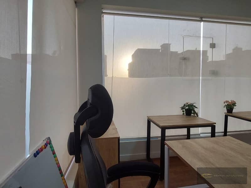 Furnished office for rent in Beverly Hills, Sheikh Zayed. Elegant design and complete facilities meet your professional needs. Strategic location in 4