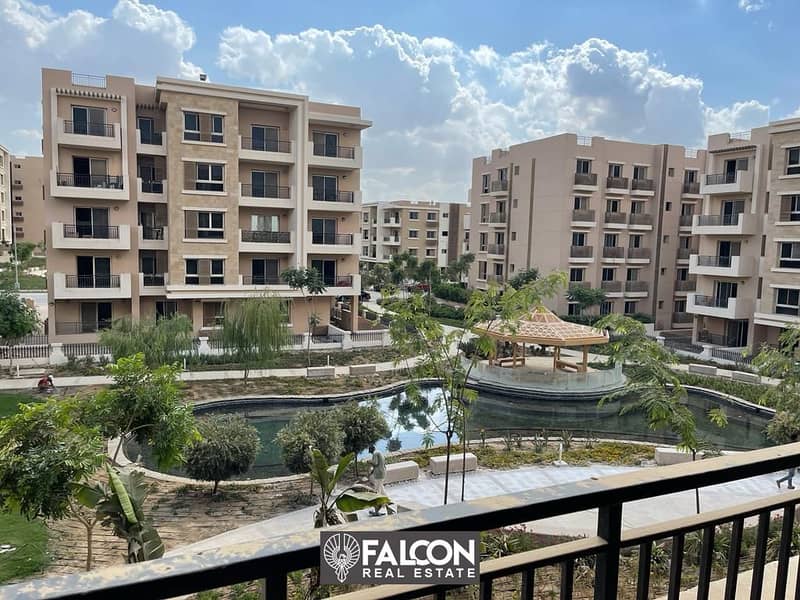 For sale with a fantastic view of the landscape, an apartment of 130 square meters in front of Cairo Airport and next to the Marriott Hotel in Taj Cit 7