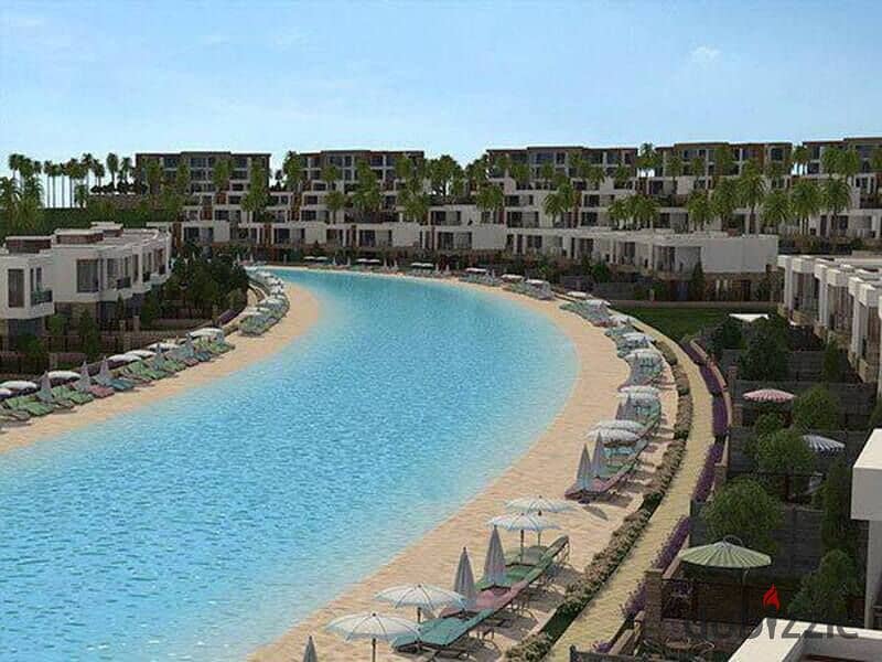 Second row lagoon townhouse furnished with ACs  in Azha sokhna 2