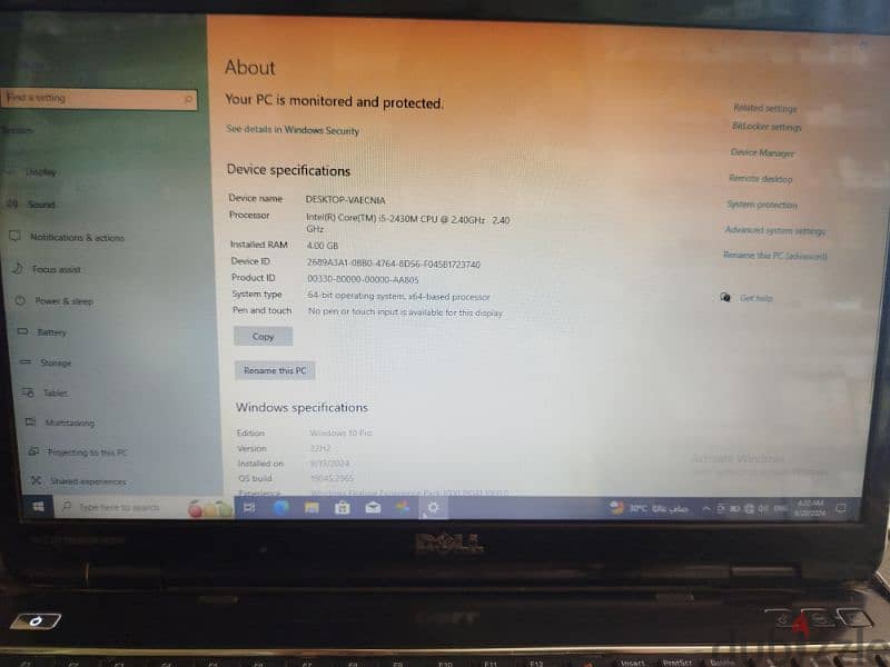 laptop رام 4 هارد 500 corei5 كارت شاشه خارجي 1جيجا 2