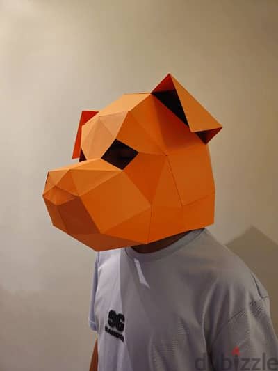 Dog Polygonal Paper Head Mask