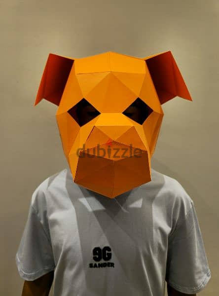 Dog Polygonal Paper Head Mask 1