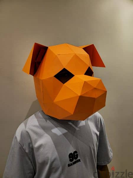 Dog Polygonal Paper Head Mask 2