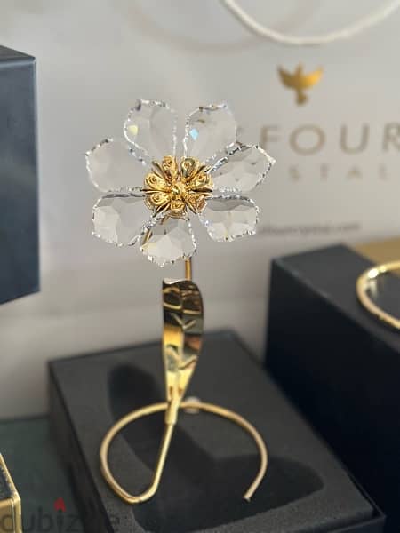 - crystal Asfour rose plated with gold -كريستال عصفور ورد مطلي ذهبي 2