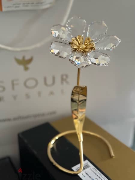 - crystal Asfour rose plated with gold -كريستال عصفور ورد مطلي ذهبي 3