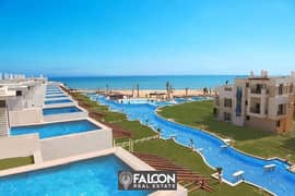 Chalet 141 m ground floor with private garden, immediate delivery, Seaview, on the Ain Sokhna sea, in Blue Blue View, wonderful corner view