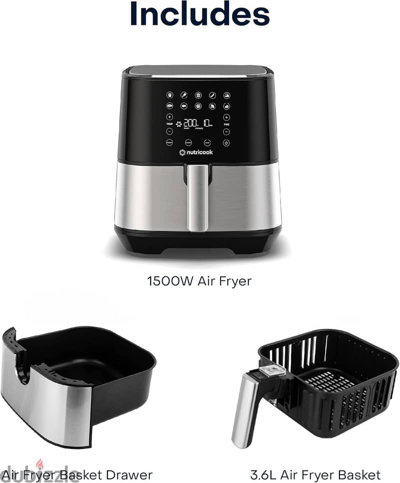 Nutricook Air Fryer 2, 1500 Watts, Digital Control Panel Display, 10 P 4