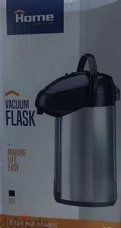 Home Vacuum Insulating Flask Silver/Black ترمس هوم 3.5 لتر صب سهل