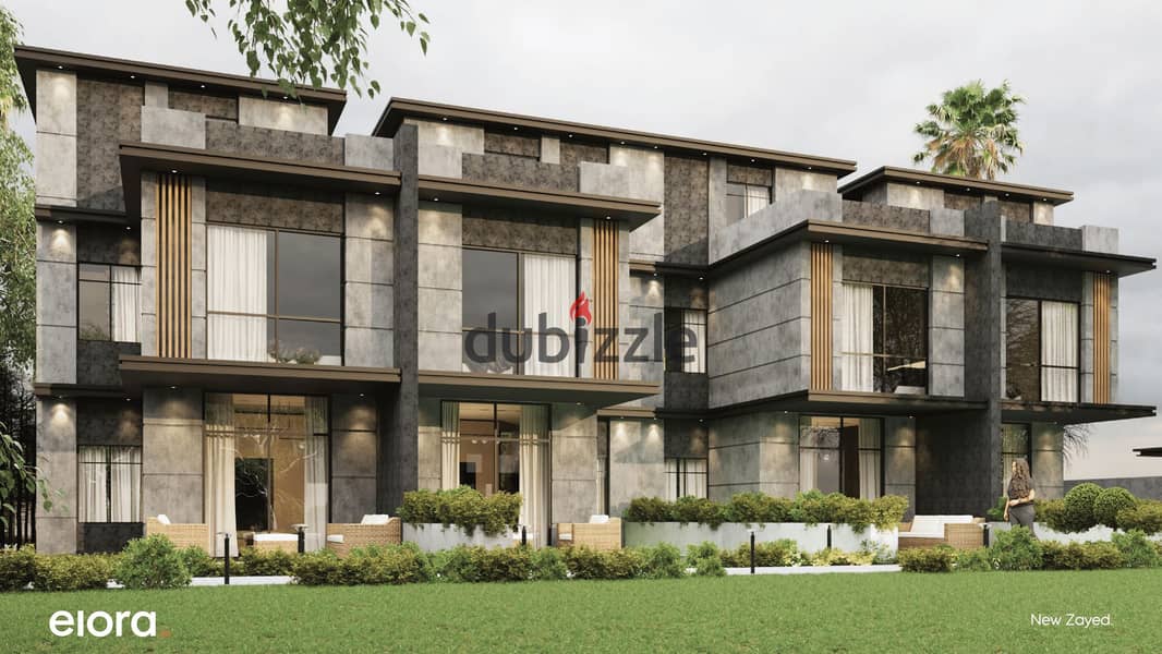 Twin villa at the price of an apartment next to Sphinx Airport in Elora Zayed Compound with installments توين فيلا بسعر شقه  جوار مطار سفنكس فى كمبوند 4