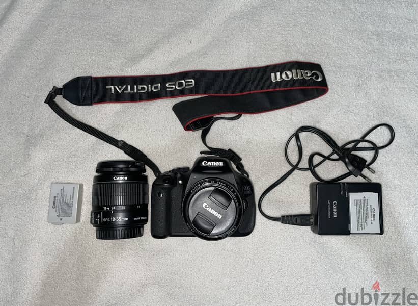 Canon 600D + 50mm f1.8 Lens + 2 Batteries + Kit Lens + Memory Card 0